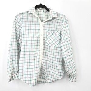 Vintage You Babes Button Up Women S Plaid Pastel Preppy Coastal Cottage Retro